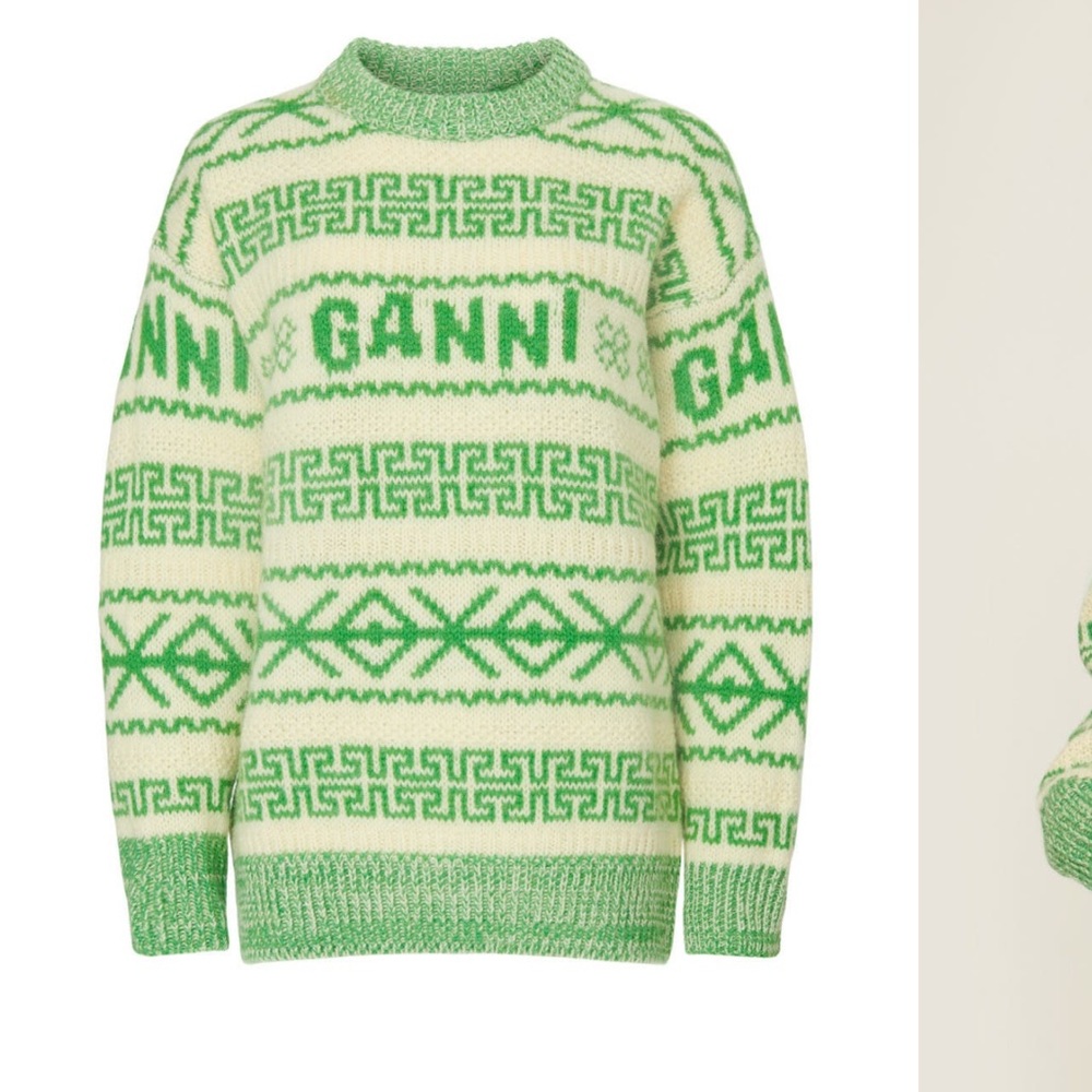 Ganni egret logo pullover sz Medium